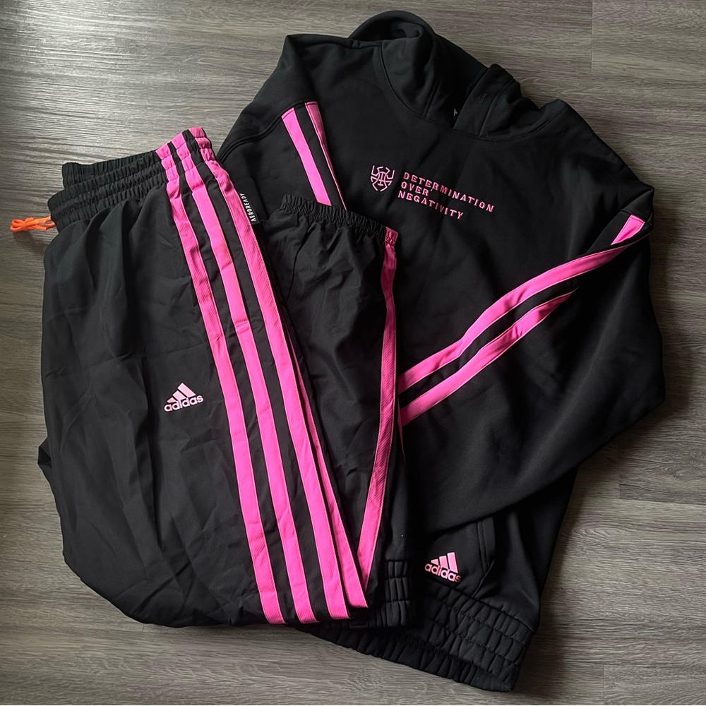 Adidas Hoodie And Sweatpants Set “ determination over negativity”